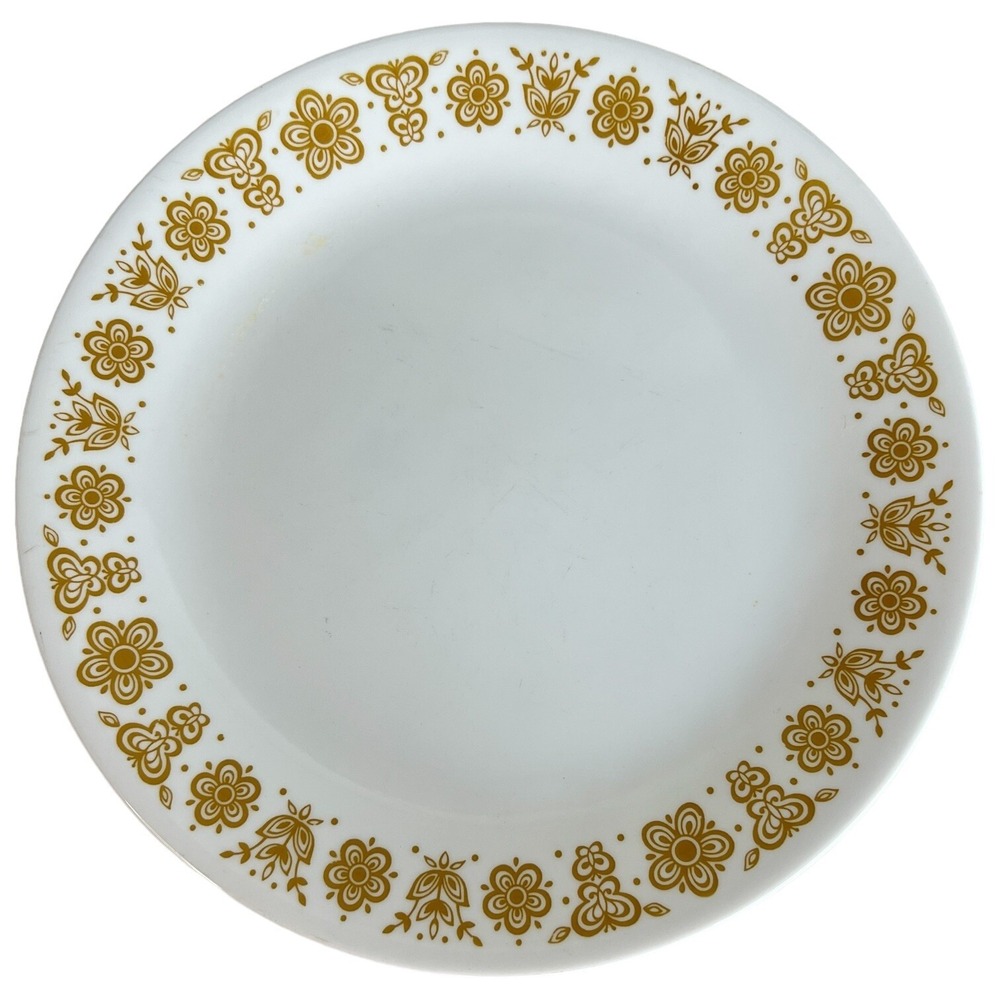 7 Corelle Butterfly Gold Dinner Plates Set 10 1/4 Inch Vitrelle Corning Vintage - Picture 8 of 12